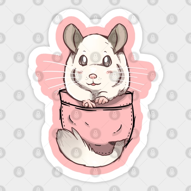 Pocket Cute White Chinchilla Sticker by TechraPockets